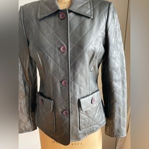 Vakko Pewter/Gray Quilted Leather Jacket